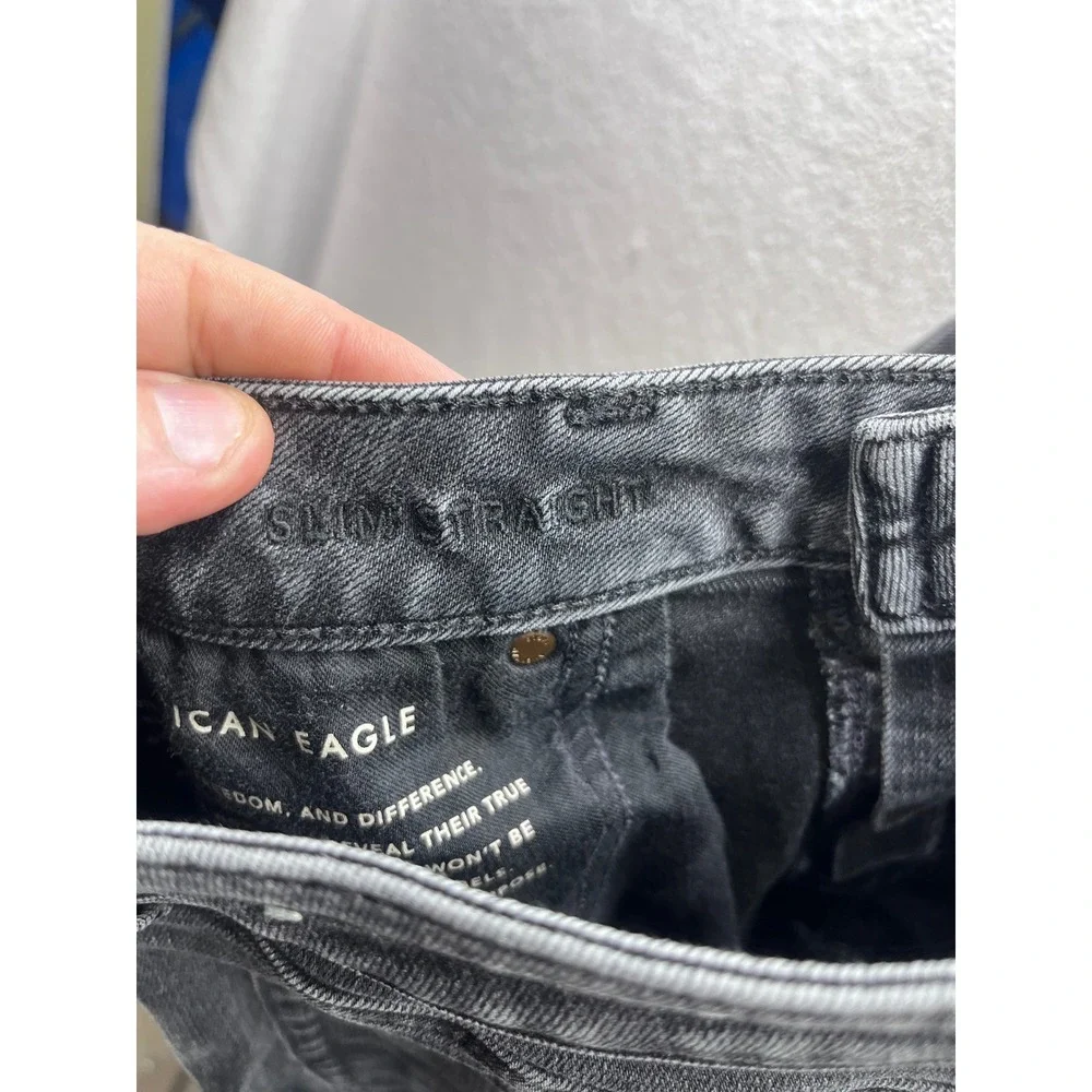American‎ Eagle Mens Ne(x)t Level Flex Slim Straight Jeans Mens 32/32 Black 3195